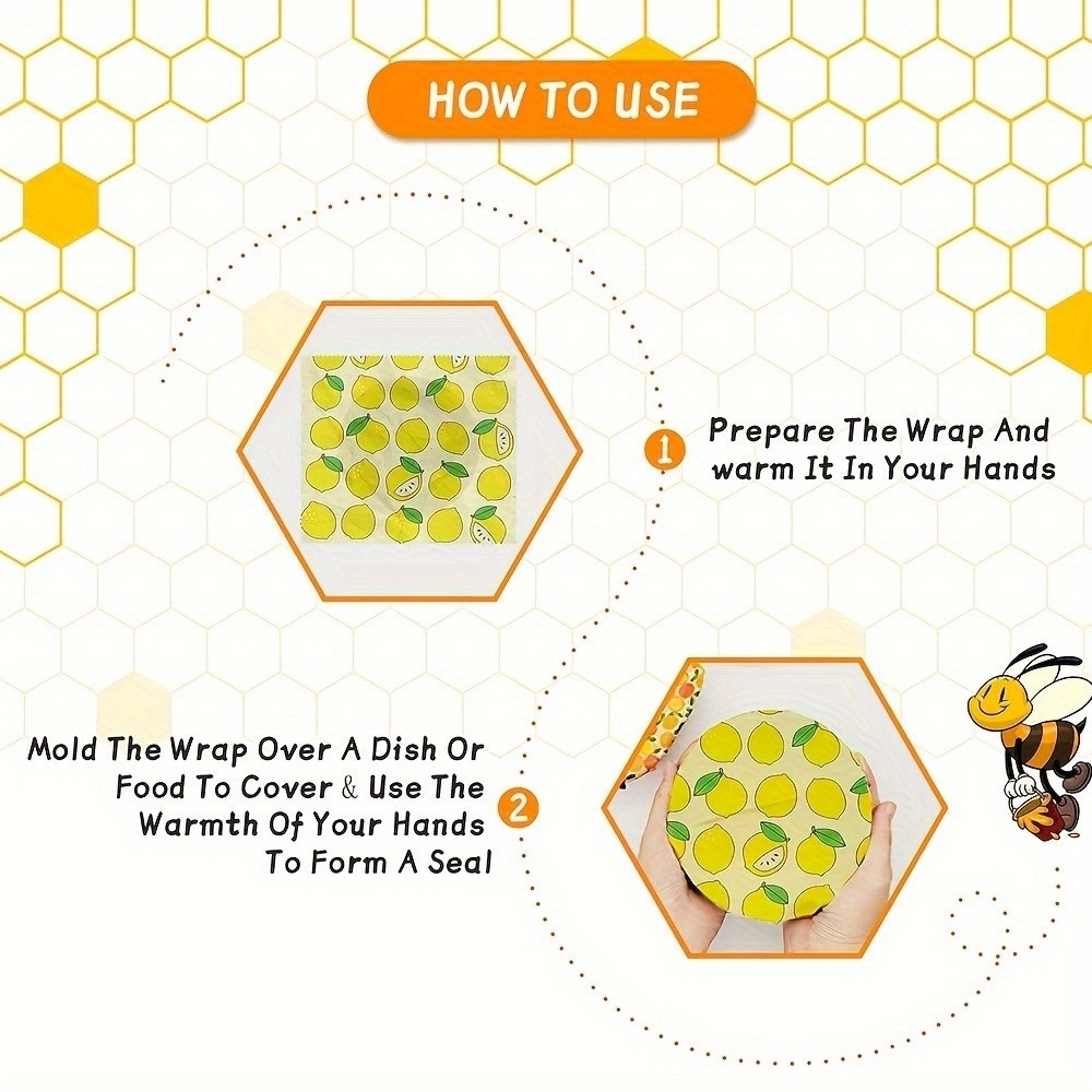 9枚入りマルチサイズ蜜蝋食品ラップ、鮮度保持、洗える食品包装 - Beeswax Food Cover のレビューと価格