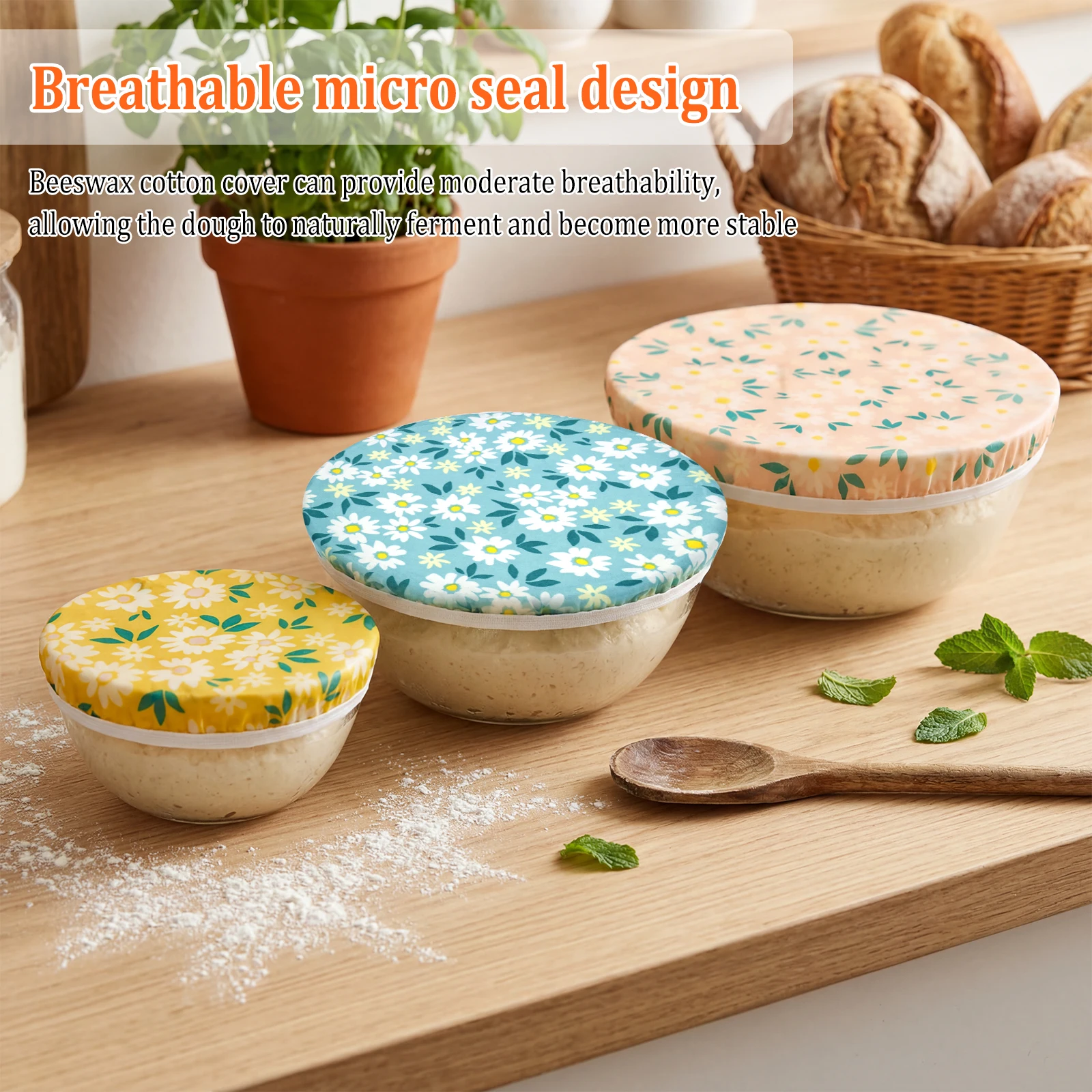 3 個のボウルカバー綿蜜蝋パンフードカバーラップ再利用可能な - Beeswax Food Cover のレビューと価格