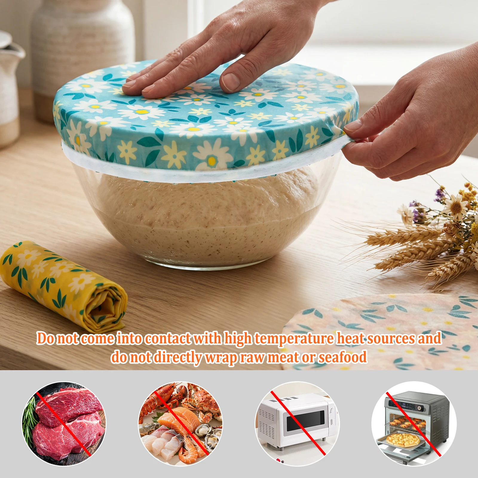 3 個のボウルカバー綿蜜蝋パンフードカバーラップ再利用可能な - Beeswax Food Cover のレビューと価格