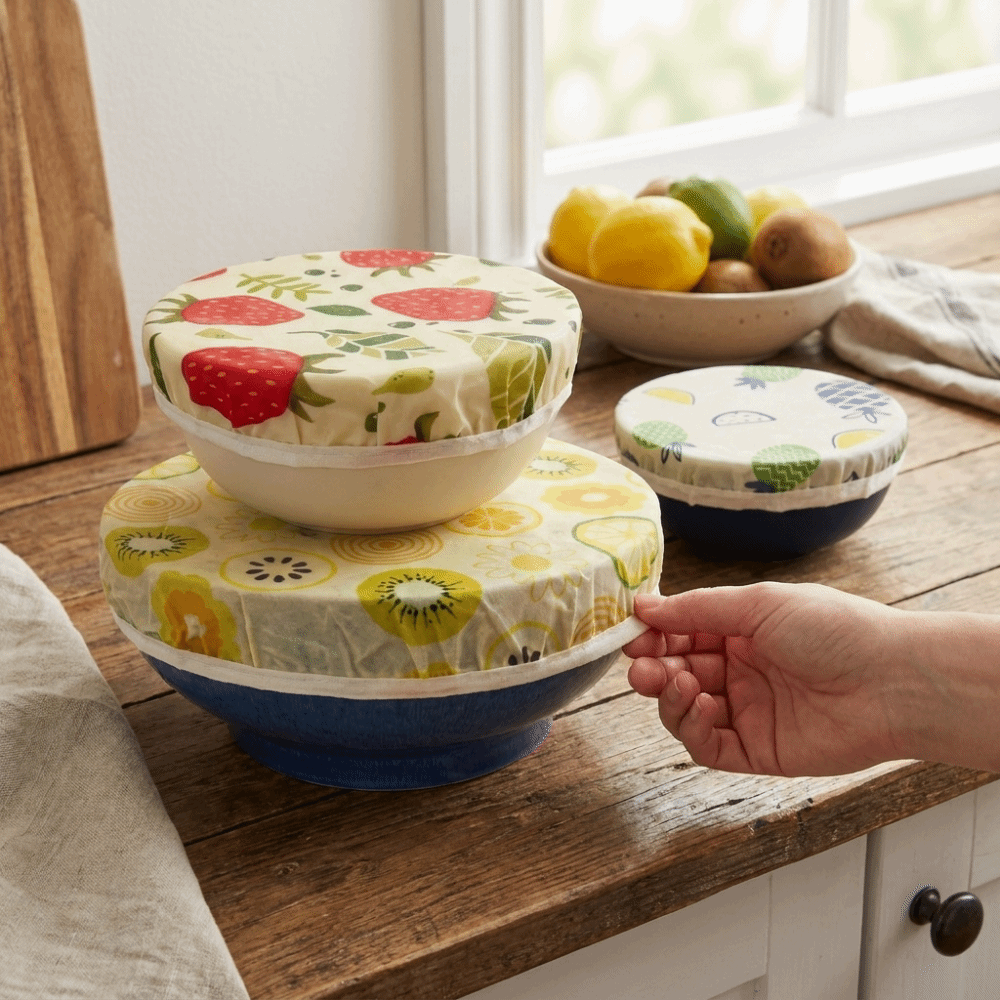防塵蜜蝋布ボウルカバー弾性エッジ付き洗える再利用可能なボウル - Beeswax Food Cover のレビューと価格