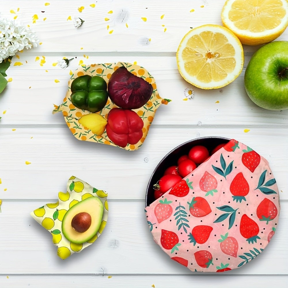 9枚入りマルチサイズ蜜蝋食品ラップ、鮮度保持オーガニック食品 - Beeswax Food Cover のレビューと価格