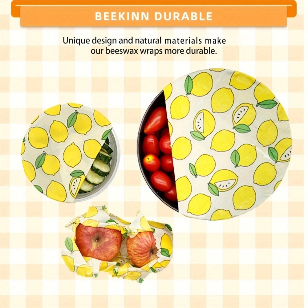 9枚入りマルチサイズ蜜蝋食品ラップ、洗える鮮度保持食品包装紙 - Beeswax Food Cover のレビューと価格