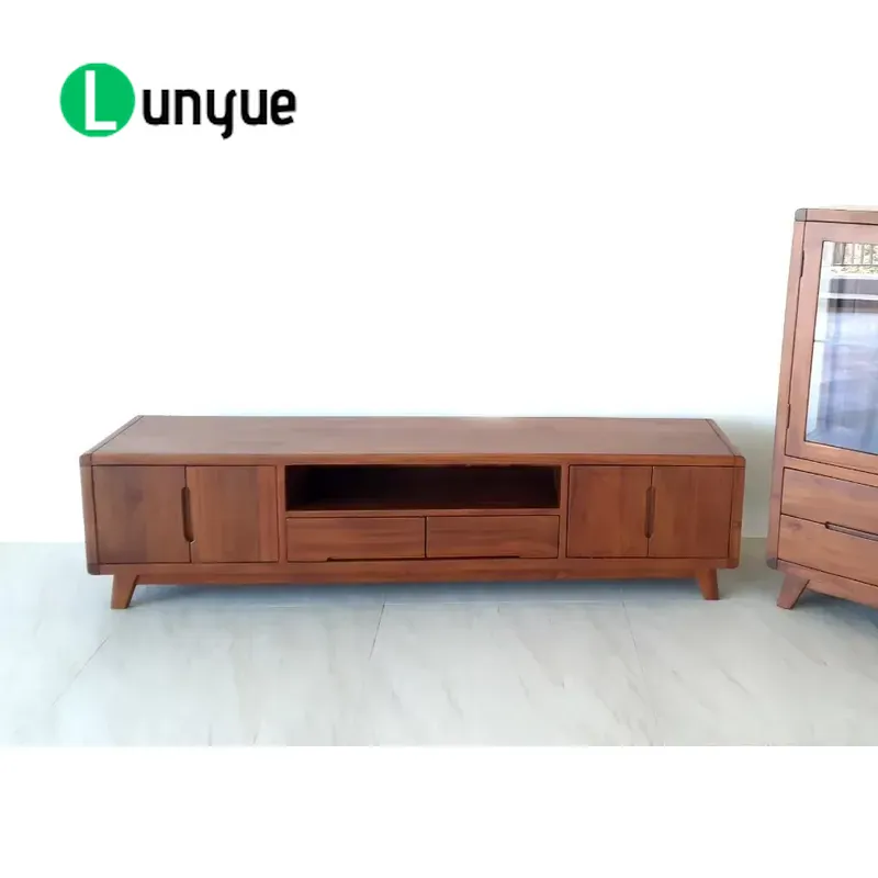 スカンジナビア風の現代的で持続可能なチーク材のテレビキャビネ - Sustainable Living Usa のレビューと価格
