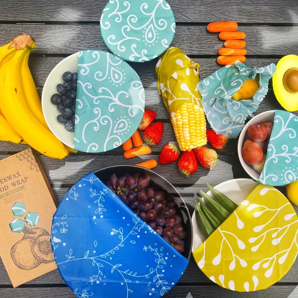 9枚入りマルチサイズ蜜蝋食品ラップ、鮮度保持オーガニック食品 - Beeswax Food Cover のレビューと価格