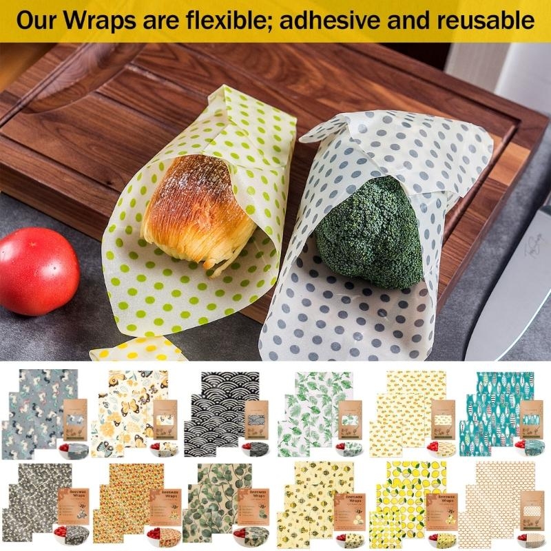 実用的な鮮度保持ミツロウクロスセット 3 パックナチュラル食 - Beeswax Food Cover のレビューと価格