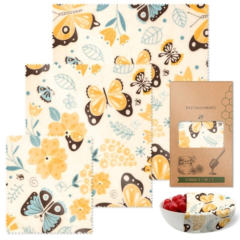 実用的な鮮度保持ミツロウクロスセット 3 パックナチュラル食 - Beeswax Food Cover のレビューと価格